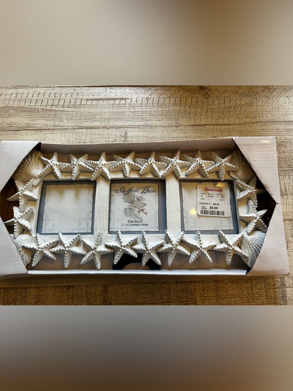 Coastal Starfish Triple Picture Frame - White